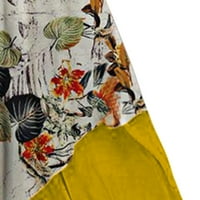 〖Roliyen〗 Maxi haljine za žene plus veličine Žene Asimetrični vintage V-izrez Cvjetni ispisani košulje