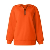 Ženski duksevi Duksevi za žene Ženska Ležerna moda Dugi rukav Solid Boja Zip Dukserice Orange XL