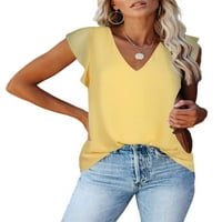 Neilla Ženska tunika bluza V izrez Šifon vrhove čvrste boje T košulja Dame casual majica kratkih rukava