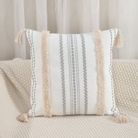 Twinkseal tufted jastučni jastučni jastuk s tasselima boho seoski kuća ukras zatvarača pamučna posteljina