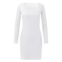 Ketyyh-Chn džemper haljina za žene Duks pulover haljina za žene čista boja pletena tunika haljina bijela,