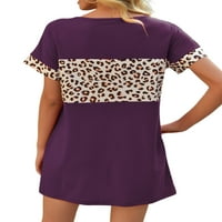 Capreze majica za žene Leopard Print majica kratki rukav ljetni vrhovi modni tee V pulover izreza Siva