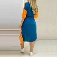 Žene ''s Modne tiskane povremene krase V-izrez dame haljina dugih rukava narančasta L