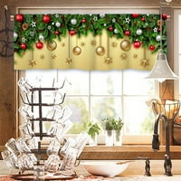 Beiwei božićni prozori Kuhinja Valance Kratka zavjesa Xmas prozor za zavjese utor Top prozor Curking Cafe Tier Božićna kratka zavjesa A W: 57 H: 18