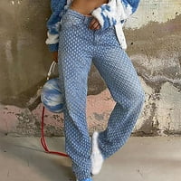 Žene posteljine ženske rupe Jeans High Squist Dugi traper donje čvrste pantalone uredske hlače za žene