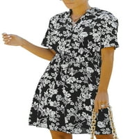Ženska Boho cvjetna v izrez Mini haljina Ljetni dame gumbe za odmor
