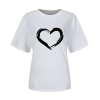 Aoochasliy majice za žene grafički klirens kratkih rukava Crewneck Ispis u obliku srca, majica bluza