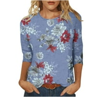 Gersome ženske cvjetne majice za tiskane majice bluze Crewneck Slim Fit pamučni tunik vrhovi mekani