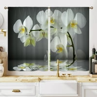 Kuhinjske zavjese Polu čisti topper zavjese cvjetni otisak kafe dekor kratki orhideji orhideja ploča