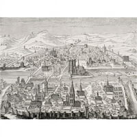 Perspektivni pogled na Pariz 1607. Faksimil bakra ploča Leonarda Caultier Poster Print, 12