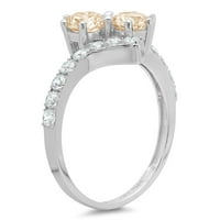 1.98ct okrugli rez smeđi prirodni morgatit 14k bijeli zlatni godišnjica za angažman prsten veličine