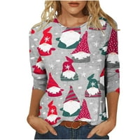 Bluze za žene na klirensu božićni rukav Okrugli izrez Novost uzorak majica Ležerne prilike Ležerne prilike