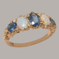 Britanci napravio je 10k Rose Gold Prirodni safir i Opal ženski prsten opcije - Opcije veličine - Veličina