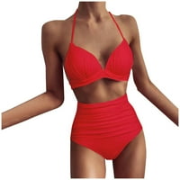 Žene kupaći kostimi Žene Split kupaći kostim Jednostavno učvršćivanje Seksi mini bikini Žene kupaće kostimi najlon crvene l