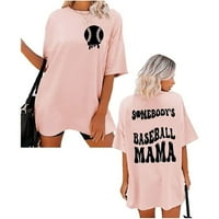 GUZOM T majice za žensko-posadu od tiskane kratkih rukava prevelika majice smiješne udobne vrhove majice ružičaste xl