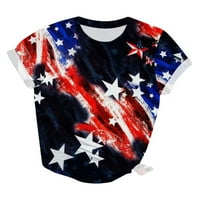 Ženski vrhovi Američka zastava Štampano ljeto O vrat Dan nezavisnosti Kratki rukavi Bluzes Bluzes Majice