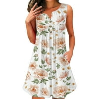 Ženska haljina Mini majica bez rukava od ispisana V-izrez ljetna haljina ljubičasta xl