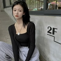 Jolly Korean Style Womne modne seksi solidne kolone + kline kardigan dvodijelni setovi