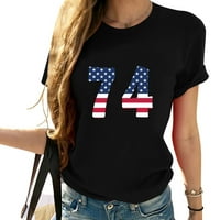 Broj Američki zalogaj za zastavu Modni grafički majica za žene - majice kratkih rukava s jedinstvenim