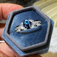 Geometrija Dijamantni prsten Elegantni prsten za rhinestone plavi crveni nakit za prstenje žene Modni puni dijamantni zircon prstenovi za žene veličine 12