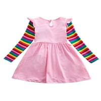 Haljina za zabavu u toddler dugih rukava jednoroga tiskane djevojke ljuljaju ružičaste 6-7y