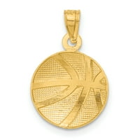 Carat u karatsu 10k žuti zlatni košarkaški privjesak šarm sa 14k žutom zlatnom laganom konopnom ogrlicu