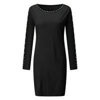 Outfmvch haljina crna haljina dugih rukava vitka haljina s suknjem s dugim rukavima ljetna haljina crna