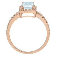 1.86ct smaragdni rez prirodno nebo plavi topaz 18K ružičasto zlato Angažovanje halo prstena veličine