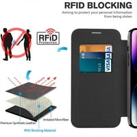 Magnetska novčanica Kompatibilan je sa Samsung Galaxy s sa zaštitnim objektivom kamere Flip Business Case-Purple