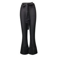 Ketyyh-CHN kožne hlače za žene Ženska ležerna rafineti džep za hlače Elastične hlače s visokim strukom