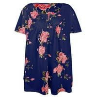 HFYIHGF ženske plus veličine Tunic vrhovi Ljetni cvjetni print kratki rukav V Vrat Bluze Ležerne haljive