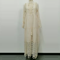 Haljine za žene Ljetni modni modni maxi čipka dužina gležnja dugih rukava V-izrez Comfort Struk ženska