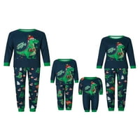 MA & Baby podudaranje porodičnih pidžama setovi Božićnu PJ-ov dinosaur Print Top i snjegovića za ispis