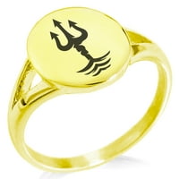 Nehrđajući čelik Poseidon grčki Bog morskog minimalističkog ovalnog vrhunskog izjava naizmenični prsten
