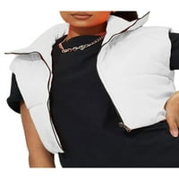 Blotona ženski prekrivani prsluk sa ovratnik lagani patentni zatvarač prednji jakni kratki puffer kaput