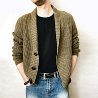 Pgeraug za muškarce Čvrsta boja rever s jednim pletenim kardiganskim džemper kaput Flannel majica za