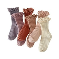 Djevojke čarape Vintage čipka pune boje dvostruka igla za igle za dvostruku igle jesen mitre