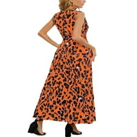 Avamo Žene Duge haljine V izrez Ljeto plaža Sundress Leopard Print Maxi Haljine Kaftan labav prsluk