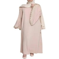 Pfysire Women muslimanska duga haljina plamene rukave čipke za zabavu ljubičaste smeđe 2xl