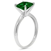 2ct princeze rez zeleni simulirani smaragd 14k bijeli zlatni godišnjički angažman prsten veličine 5