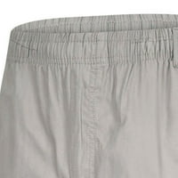JMntiy muški pamuk i posteljina elastična struka zdrobljene prozračne ugodne pantalone za meke plaže