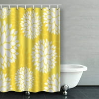 LEMON Žuti cvjetni uzorak za zavjese za tuširanje kupaonica
