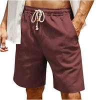 Posteljine kratke hlače za muškarce, posteljine kratke hlače za muške casual klasične fit inseam elastične