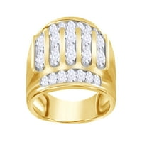 Bijeli prirodni dijamantni modni prsten u 10k žutom zlatu