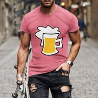 Uorcsa komforan kratki rukav 3D ne pozicioniranje pivo print sportski novi modni muški majica ružičasta