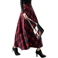Wendunide suknje za žene visoki elastični struk Maxi A-line plairani zimski topli bljesak duge haljine