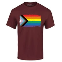 Trgovina4EVever Muška napretka zastava PLUSALSKU DINBOW GAY LGBTQ Grafička majica XX-Veliki bordo