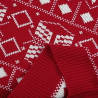 Jeseni džemperi za žene jesen i zimski okrugli vrat Božićni uzorak pulover džemper crveni