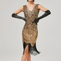 Puawkoer ženska vintage haljina bez rukava 1920S sek srednje perle na baru za noćnu haljinu haljina
