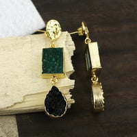 Green & Black Agate Druzy naušnica, vjenčanica, naušnica, naušnica, parov parovi, poklon